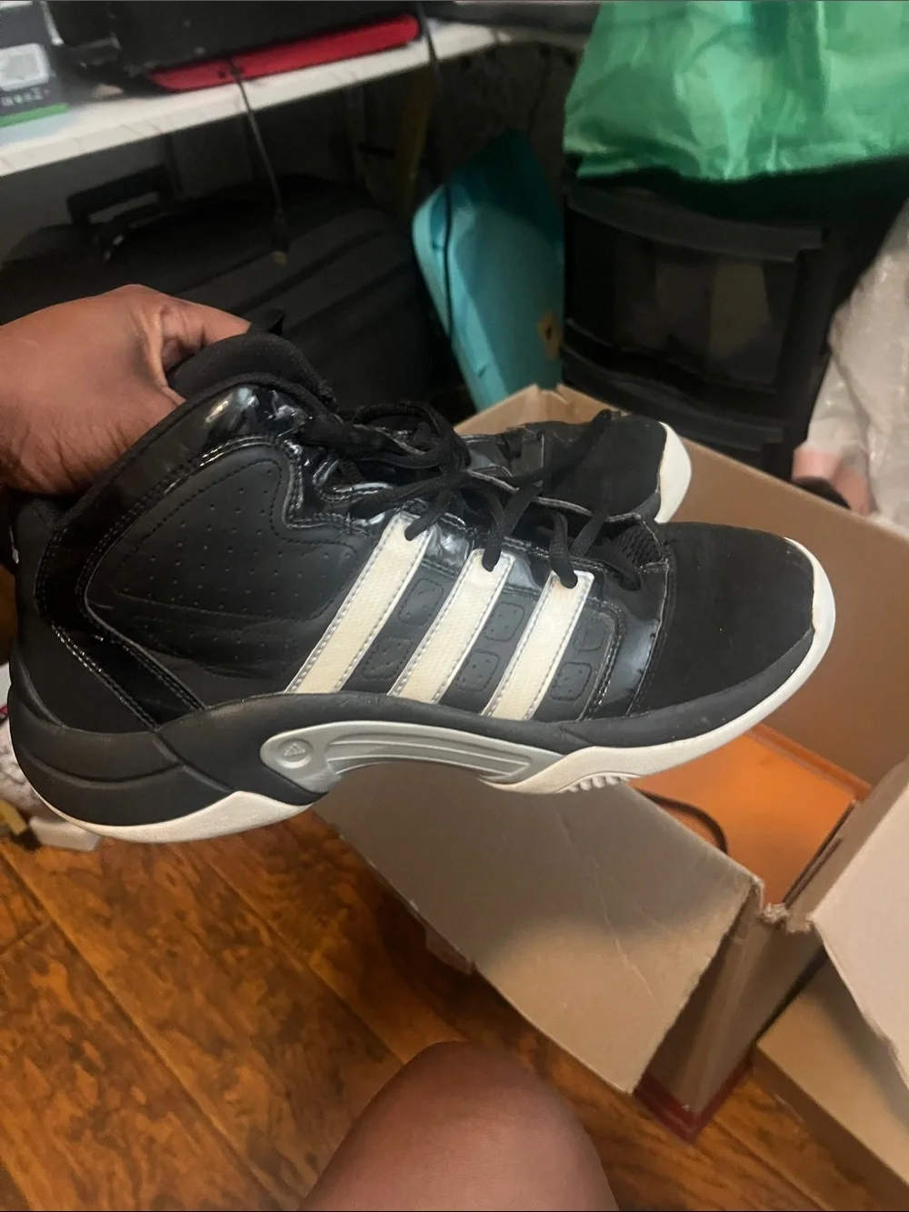 Men's Black and White High-Top Athletic Adidas Sneakers